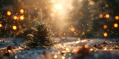 Wall Mural - christmas tree in the snow