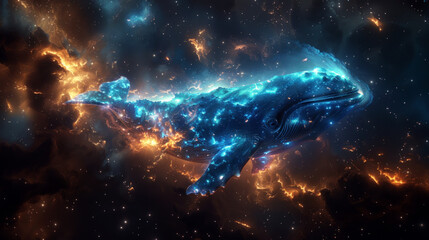 Wall Mural - Cosmic whale made of stars and energy strings