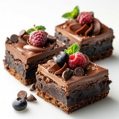 Wall Mural - indulge in a decadent serving of a thick chocolate crusted brownies loaded with dark rich chocolate