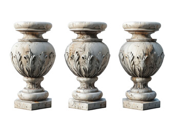 Canvas Print - [Transparent Background PNG]Three Old Stone Balusters on a transparent background