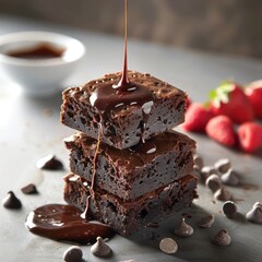 Wall Mural - indulge in a decadent chocolate adventure of a dark rich chocolate brownie prepared with love and wholesome goodness