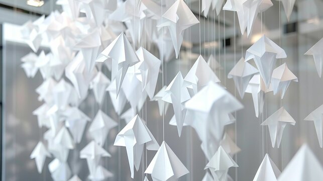 Origami curtains hanging from ceiling UHD wallpaper