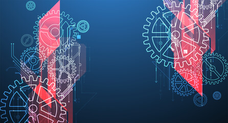 Wall Mural - Abstract  technological background  with glowing cogwheels. Vector