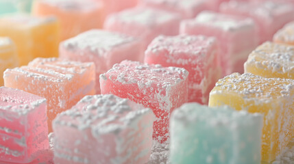 Pastel colors delicious turkish delight close-up