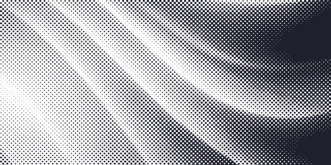 Wall Mural - Dotted gradient halftone background. Horizontal seamless dotted pattern in pop art style. Abstract modern stylish texture. Fade gradient black and white half tone background. Vector illustration.