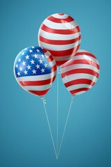 Wall Mural - Balloons with the colors of the USA flag, blue background, concept of 4th of July, Independence Day