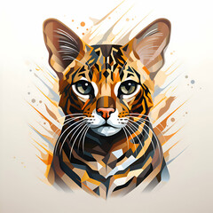 Sticker - Tiger head on abstract background.  illustration for your design.