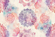 © Siriporn - A watercolor painting of bohemian mandala flower pattern, oriental abstract background texture