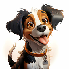 Wall Mural - Cartoon happy dog isolated on a white background.  illustration.