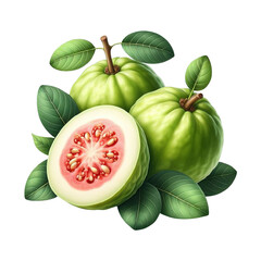 Wall Mural - Guava fruits isolated on transparent background