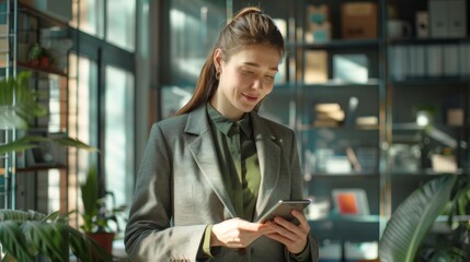 Canvas Print - The businesswoman with tablet