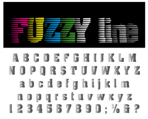 Sticker - fuzzy line raster font