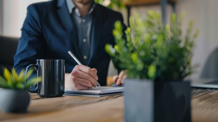 Canvas Print - The Businessman Writing Notes