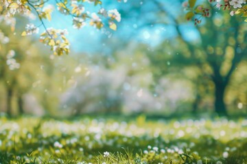 Poster - A field of grass with a tree in the background