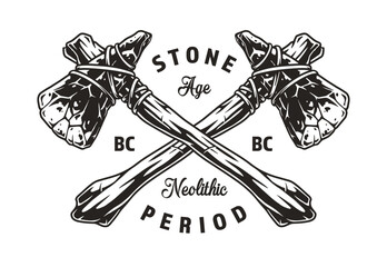 Sticker - Stone axes vintage sticker monochrome