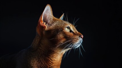 Canvas Print - Abyssinian cat with red fur against a black backdrop