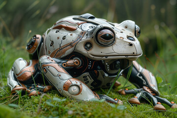 Robotic frog outdoors