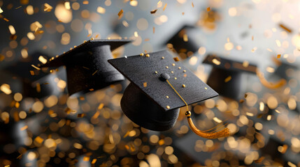 Graduation Caps with Confetti