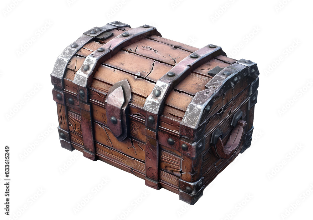 [Transparent Background PNG]An illustration of a wooden treasure chest ...