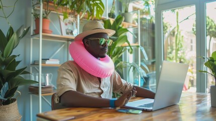 Sticker - The remote worker with pool gear