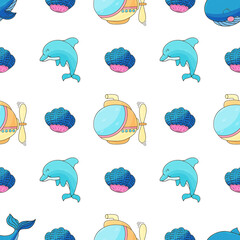 Poster - Creative marine seamless pattern