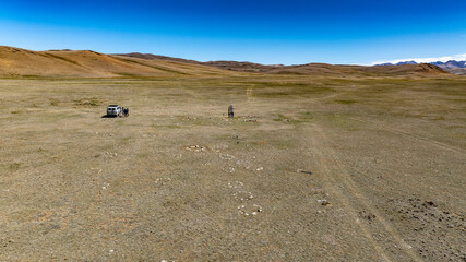 Wall Mural - sacred shamanic historical places from the height of a drone flight in the southern regions of Altai in May