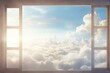 © juliars - Open window with a view of a serene cloudy sky basked in warm sunlight