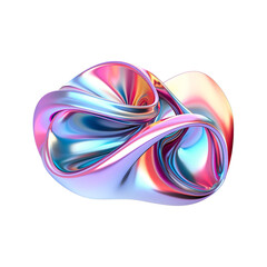 Sticker - 3d fluid abstract metallic holographic colored shape png cutout transparent background