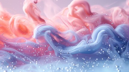 Sticker - A close up of a pink and blue liquid with bubbles, AI