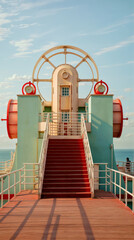 Canvas Print - Stairs on the ship created with Generative AI technology