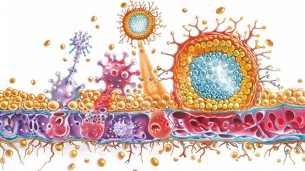 Wall Mural - An informative diagram showing the molecular structure of cholesterol and its role in cell membrane integrity.