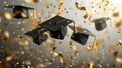 Graduation Caps and Confetti Celebration