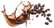 © Yeti Studio - Roasted coffee beans splashing in delicious coffee, cut out