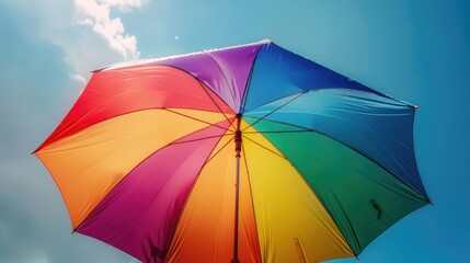 Wall Mural - Umbrella rainbow colorful in front of sky background pride day concept