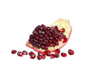 Sticker - Sliced Red pomegranate isolated on white background.