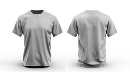 Wall Mural - Plain gray t-shirt front and back view for mockup in white background