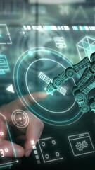 Wall Mural - the work of satellite communications with artificial intelligence.