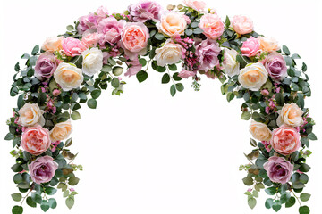 Wall Mural - bouquet of roses and flowers isolated on white background