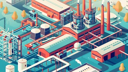 Wall Mural - Illustration of Incorporating smart technologies like IoT, AI, and robotics to enhance automation and efficiency in industrial plants. Ai Generate.