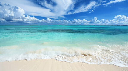 Wall Mural - a serene beach with white sand and turquoise water, ideal for relaxing backgrounds