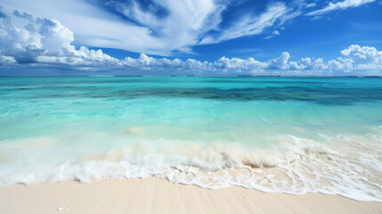 Canvas Print - a serene beach with white sand and turquoise water, ideal for relaxing backgrounds