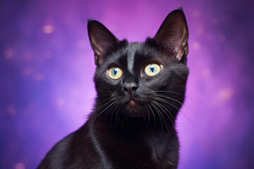 Wall Mural - Portrait of a cute bombay cat isolated in pastel purple background