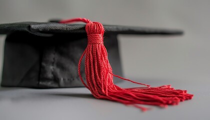 Sticker - Close-up of a graduation cap with a red tassel, symbolizing academic achievement and commencement ceremonies.