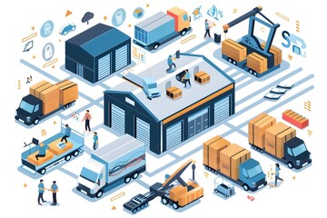 Wall Mural - Illustration of Leveraging big data and analytics to enhance supply chain efficiency and resilience. Ai Generate.