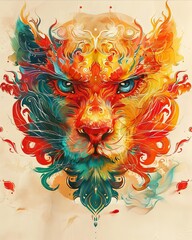 Wall Mural - lion poster illustration 