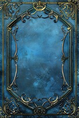 fantasy rpg card background in a deep turquoise hue. the background features a mythical scene, and a