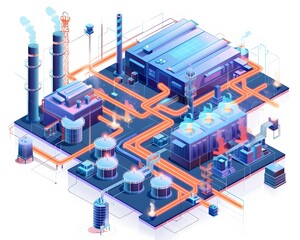 Canvas Print - Illustration of Leveraging large volumes of data to gain insights and drive decision-making processes in industrial operations. Ai Generate.