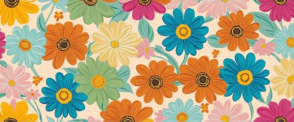 Wall Mural - colorful floral pattern illustration set