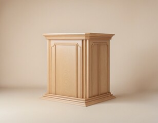 Wall Mural - Wooden podium on beige, for product presentation