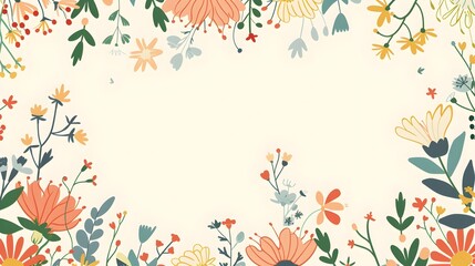 Sticker - Colorful Floral Border with Vibrant Flowers and Botanical Elements